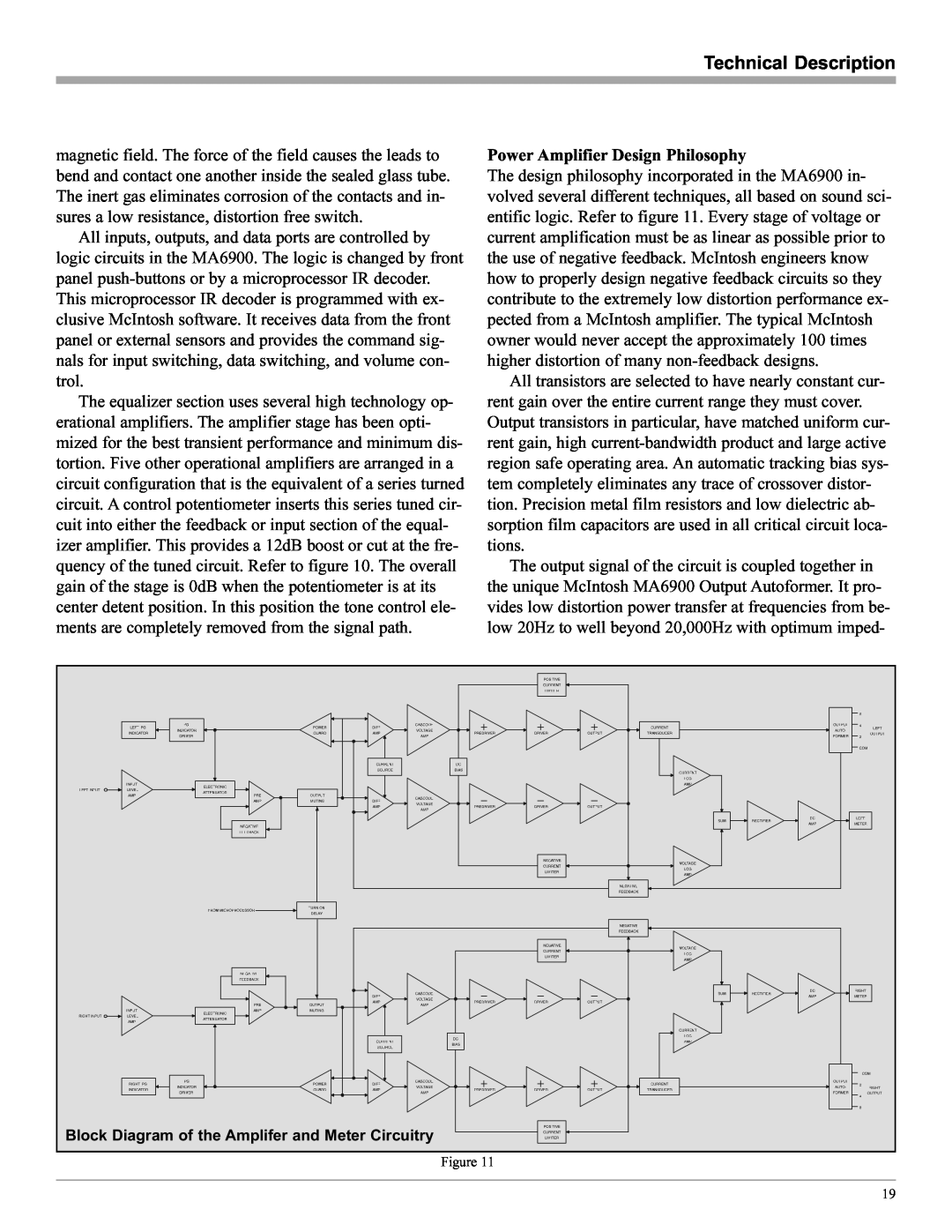 McIntosh MA6900 manual Technical Description, Power Amplifier Design Philosophy 