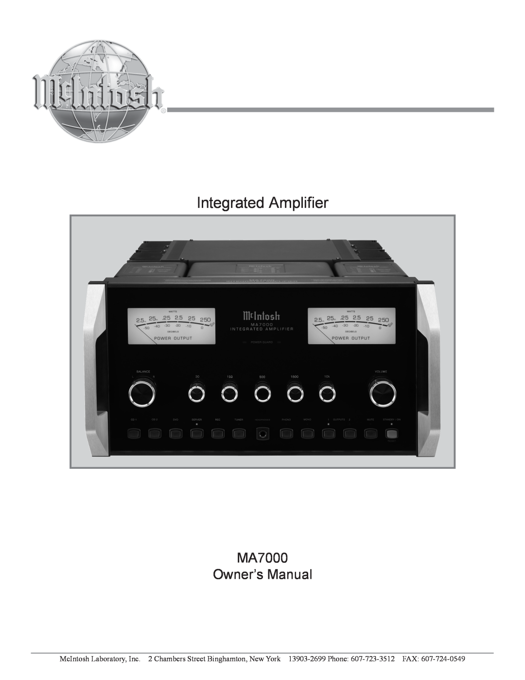 McIntosh MA7000 owner manual Integrated Amplifier 