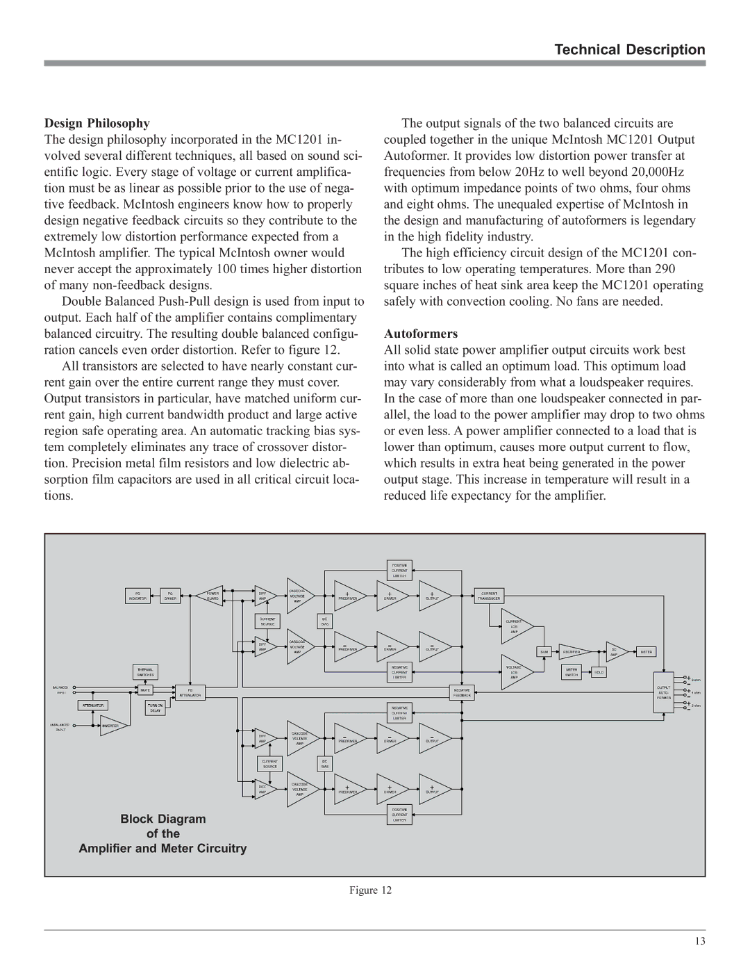 McIntosh MC1201 manual Design Philosophy, Autoformers 