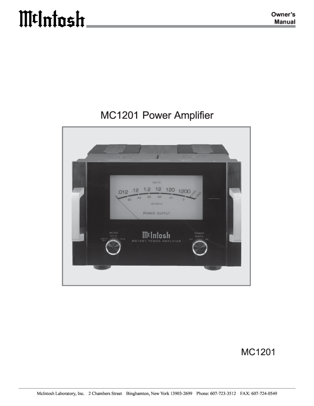McIntosh manual MC1201 Power Amplifier 