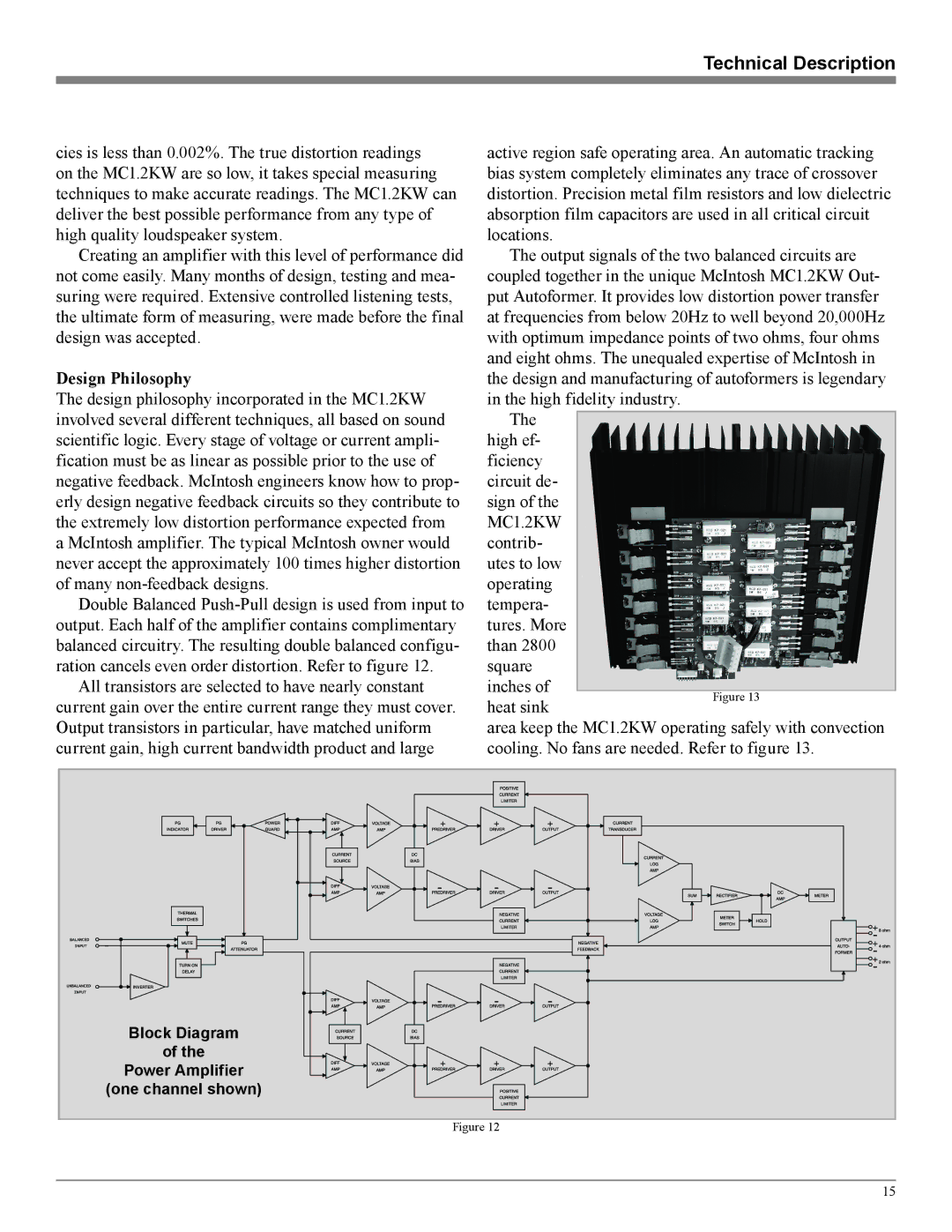 McIntosh MC1.2KW owner manual Design Philosophy 