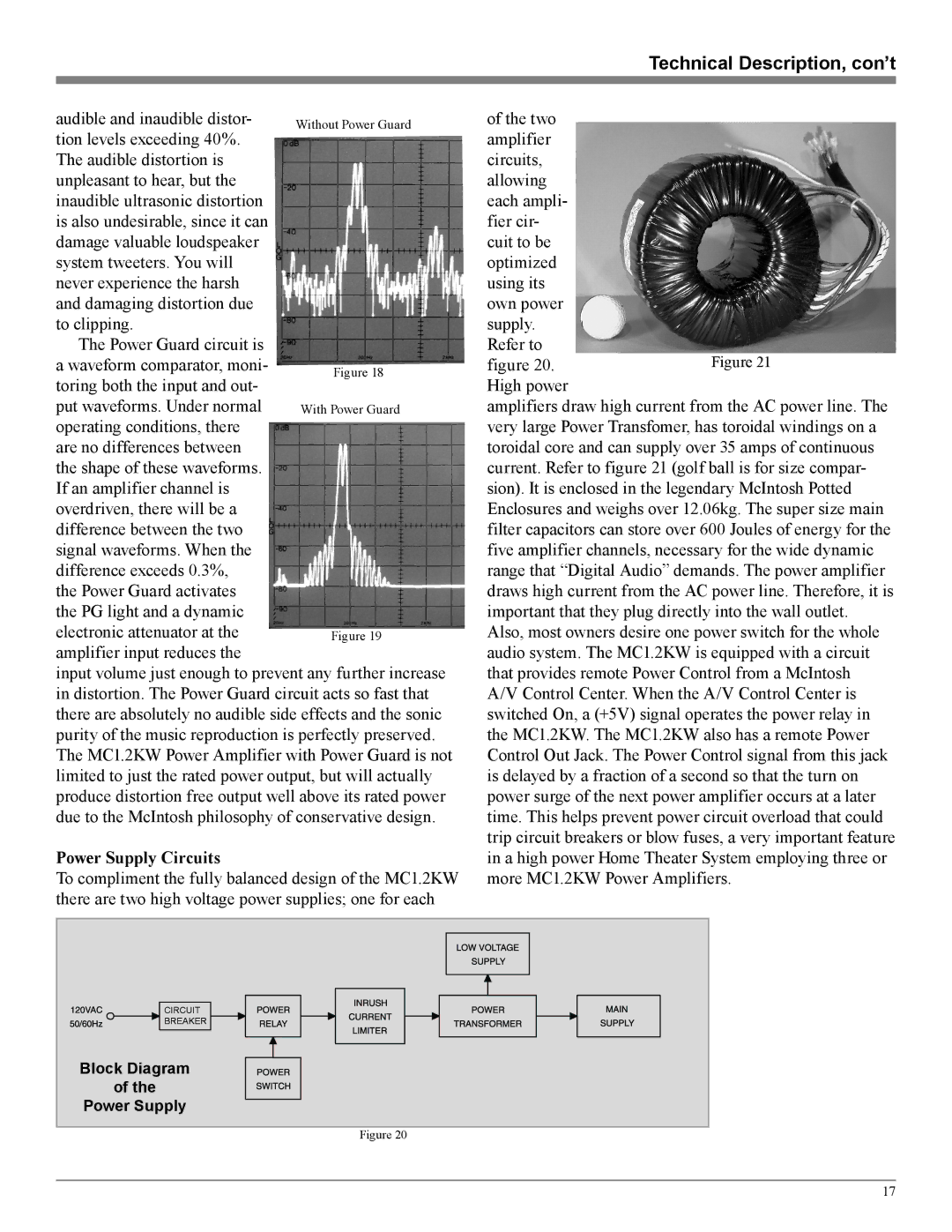 McIntosh MC1.2KW owner manual Power Supply Circuits 