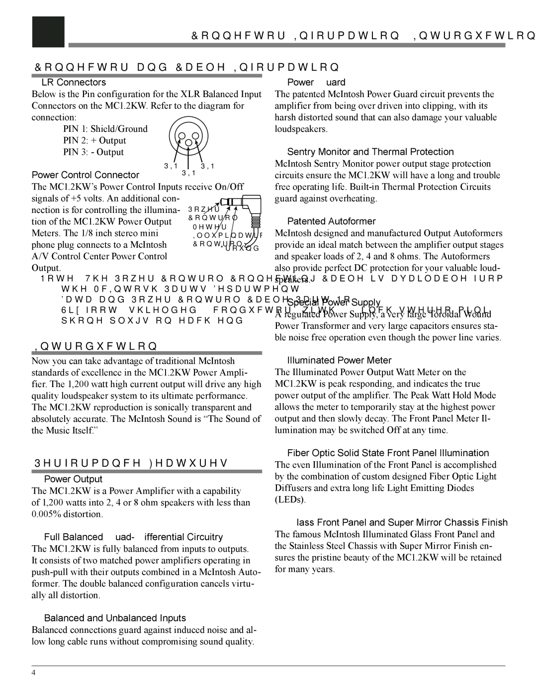 McIntosh MC1.2KW owner manual Introduction, Performance Features 