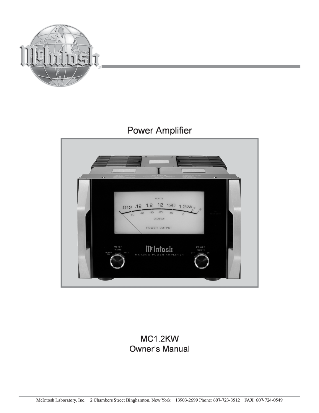 McIntosh MC1.2KW owner manual Power Amplifier 