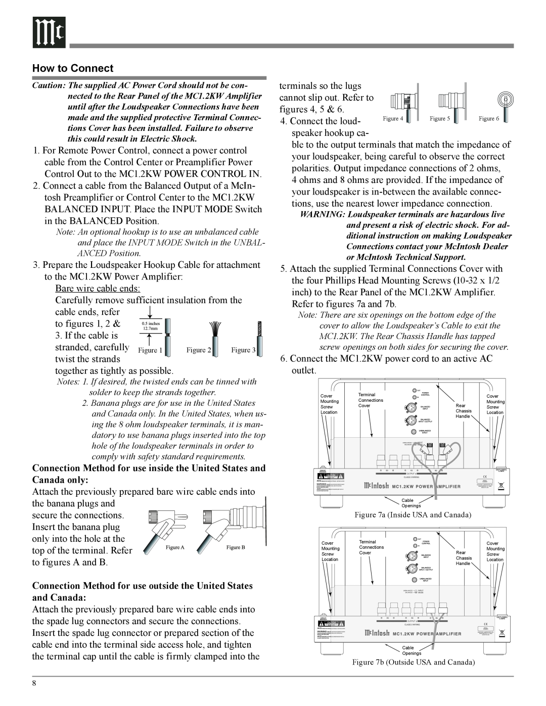McIntosh MC1.2KW owner manual How to Connect 