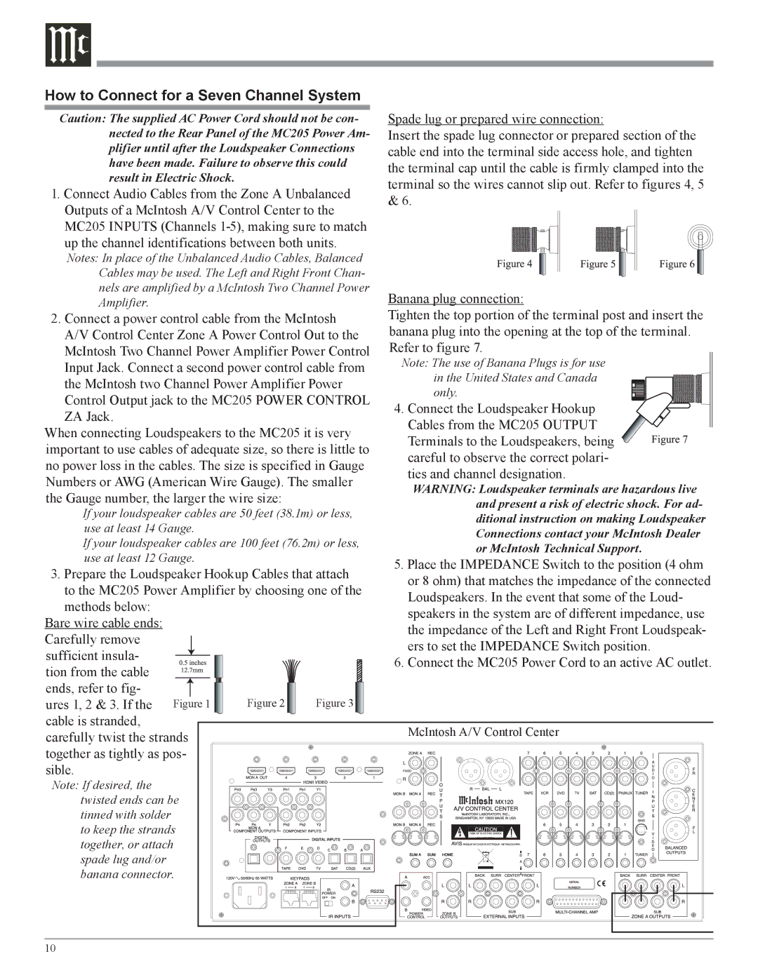 McIntosh MC205 owner manual How to Connect for a Seven Channel System 