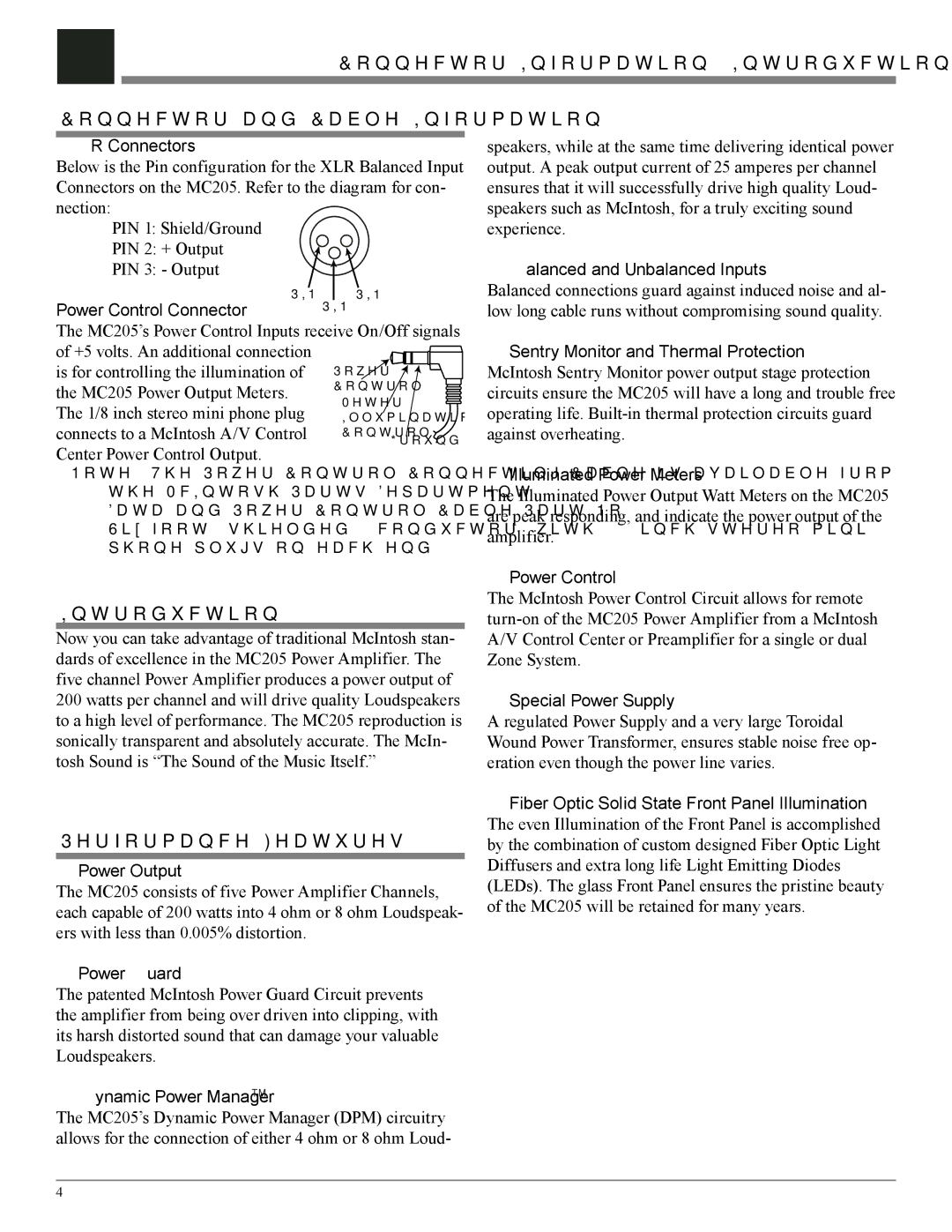 McIntosh MC205 owner manual Introduction, Performance Features 