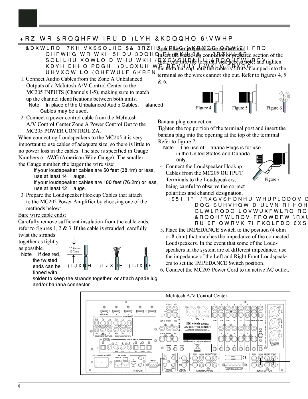 McIntosh owner manual How to Connect for a Five Channel System, MC205 Power Control ZA 