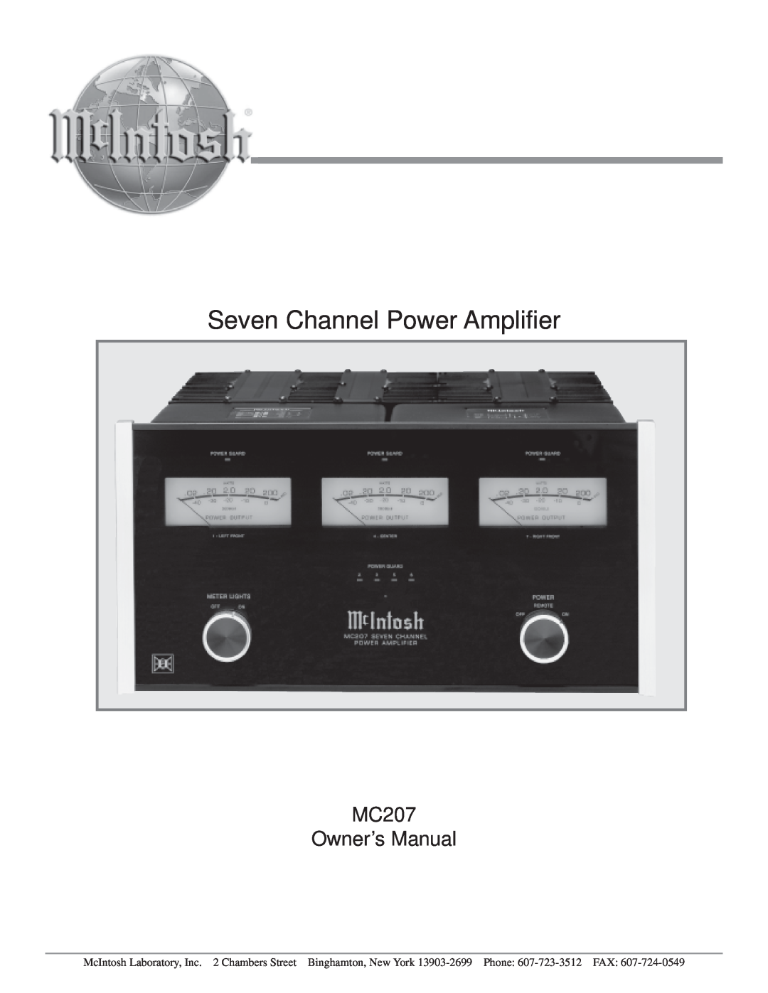 McIntosh MC207 owner manual Seven Channel Power Amplifier 