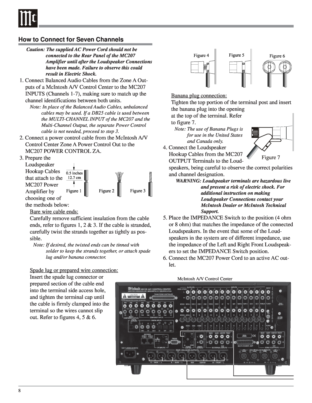 McIntosh MC207 owner manual How to Connect for Seven Channels 