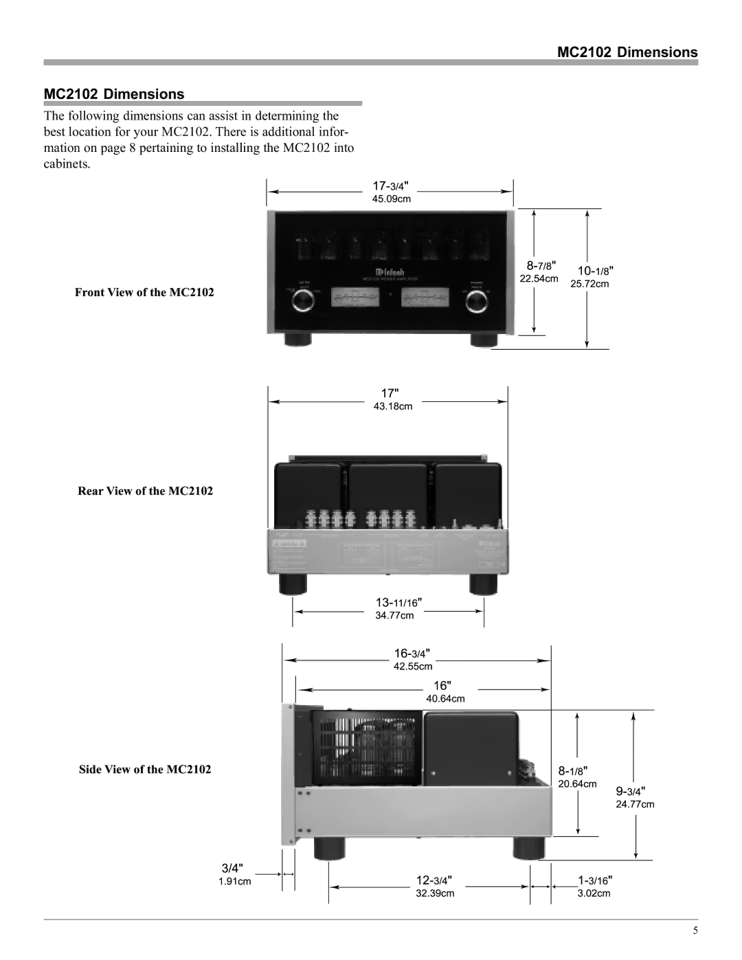 McIntosh manual MC2102 Dimensions 