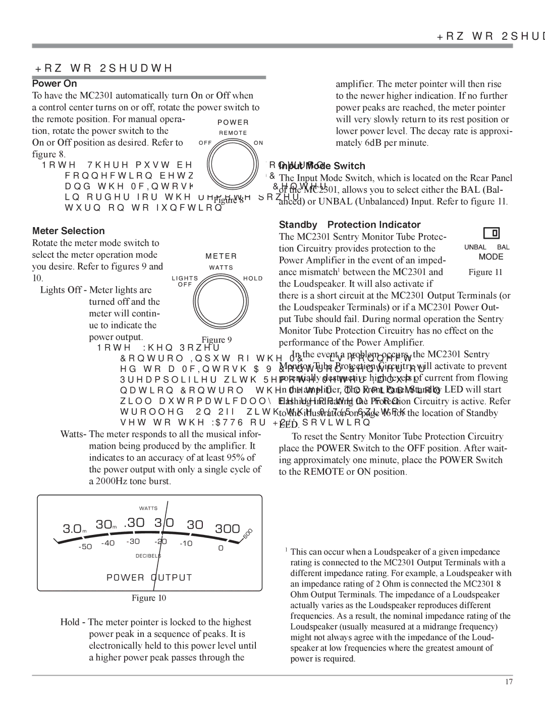 McIntosh MC2301 owner manual How to Operate, Power On, Meter Selection, Input Mode Switch, Standby/Protection Indicator 