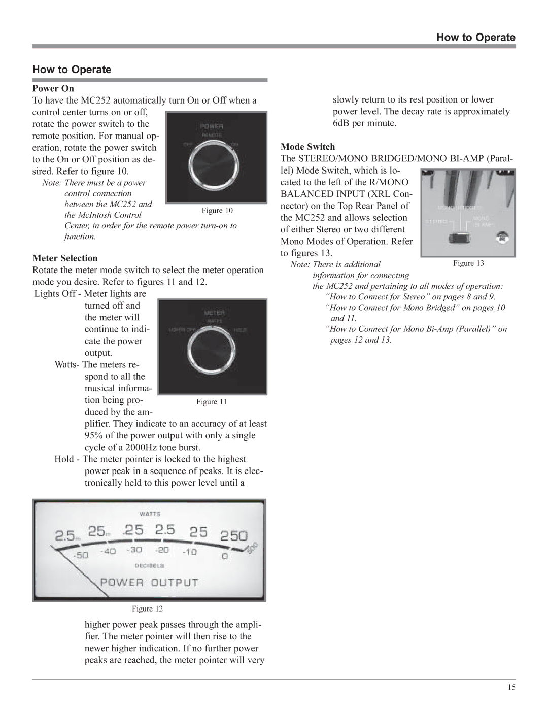 McIntosh MC252 owner manual How to Operate 