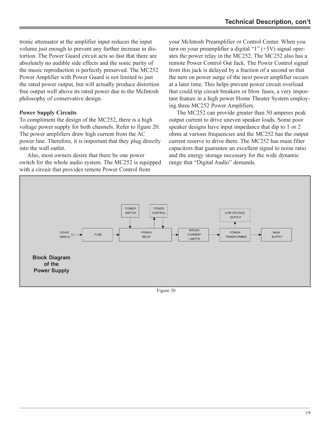 McIntosh MC252 owner manual Technical Description, con’t 