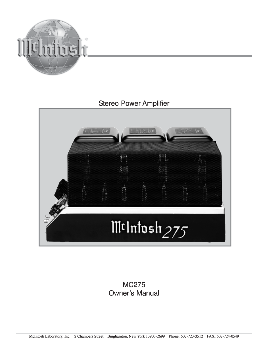 McIntosh MC275 owner manual 