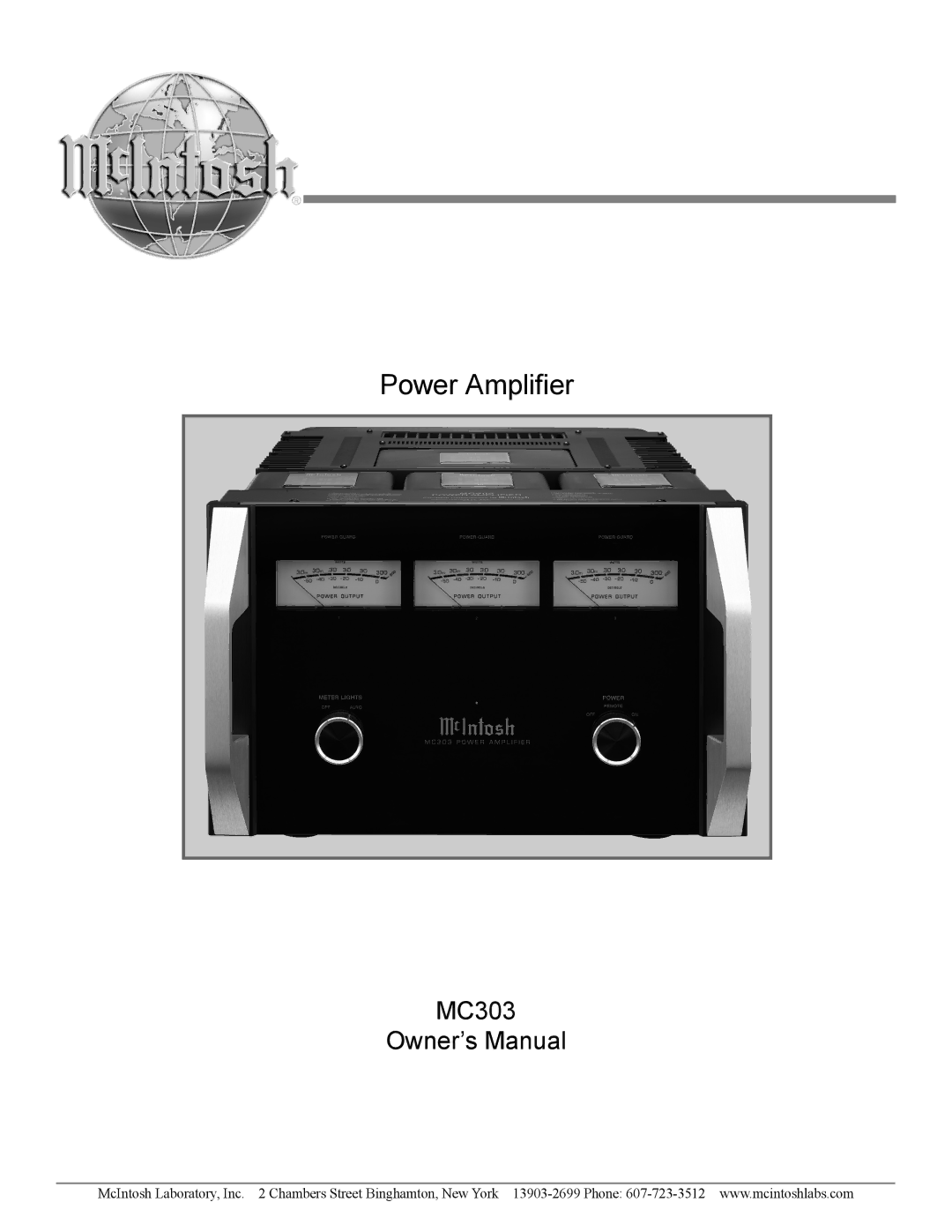 McIntosh MC303 owner manual Power Amplifier 