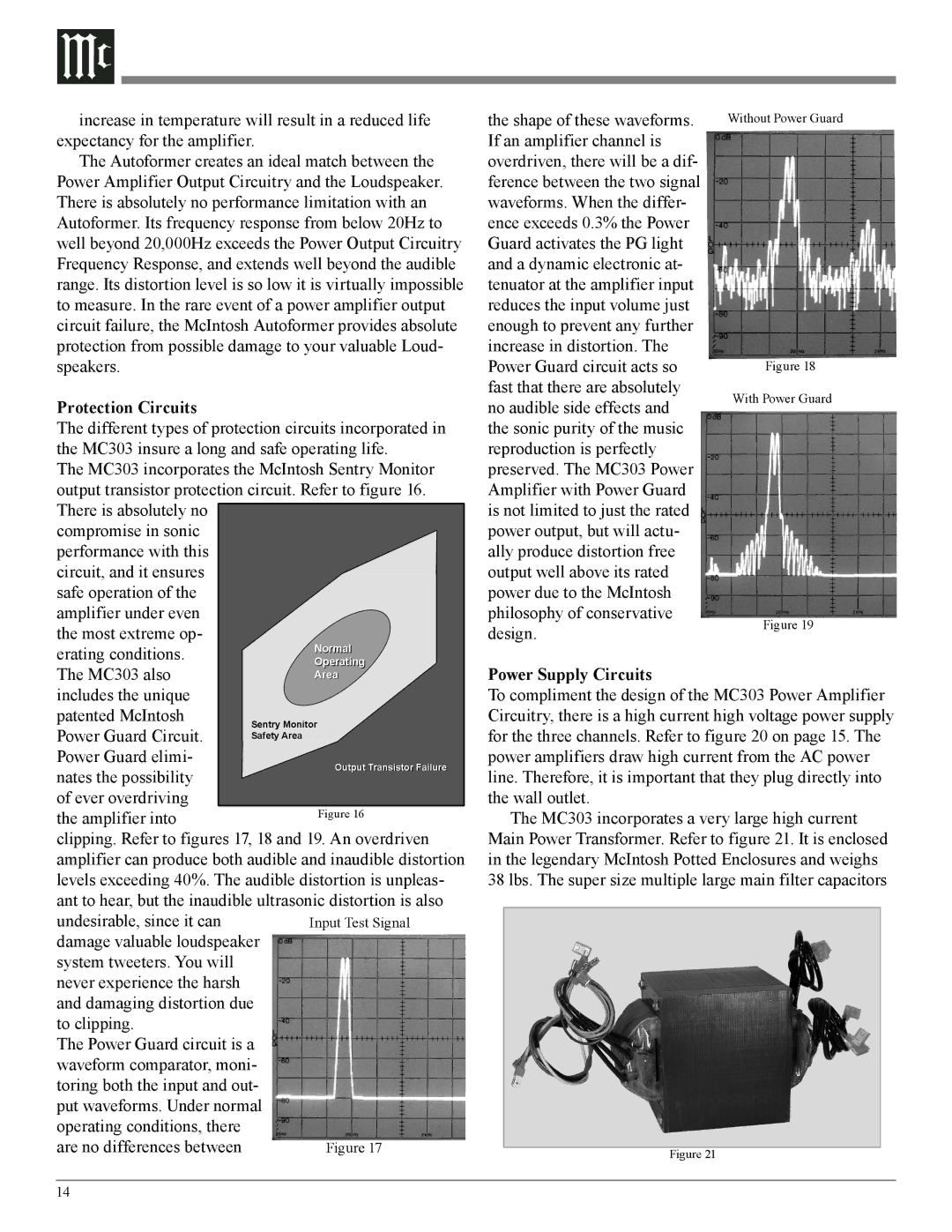 McIntosh MC303 owner manual Protection Circuits, Power Supply Circuits 