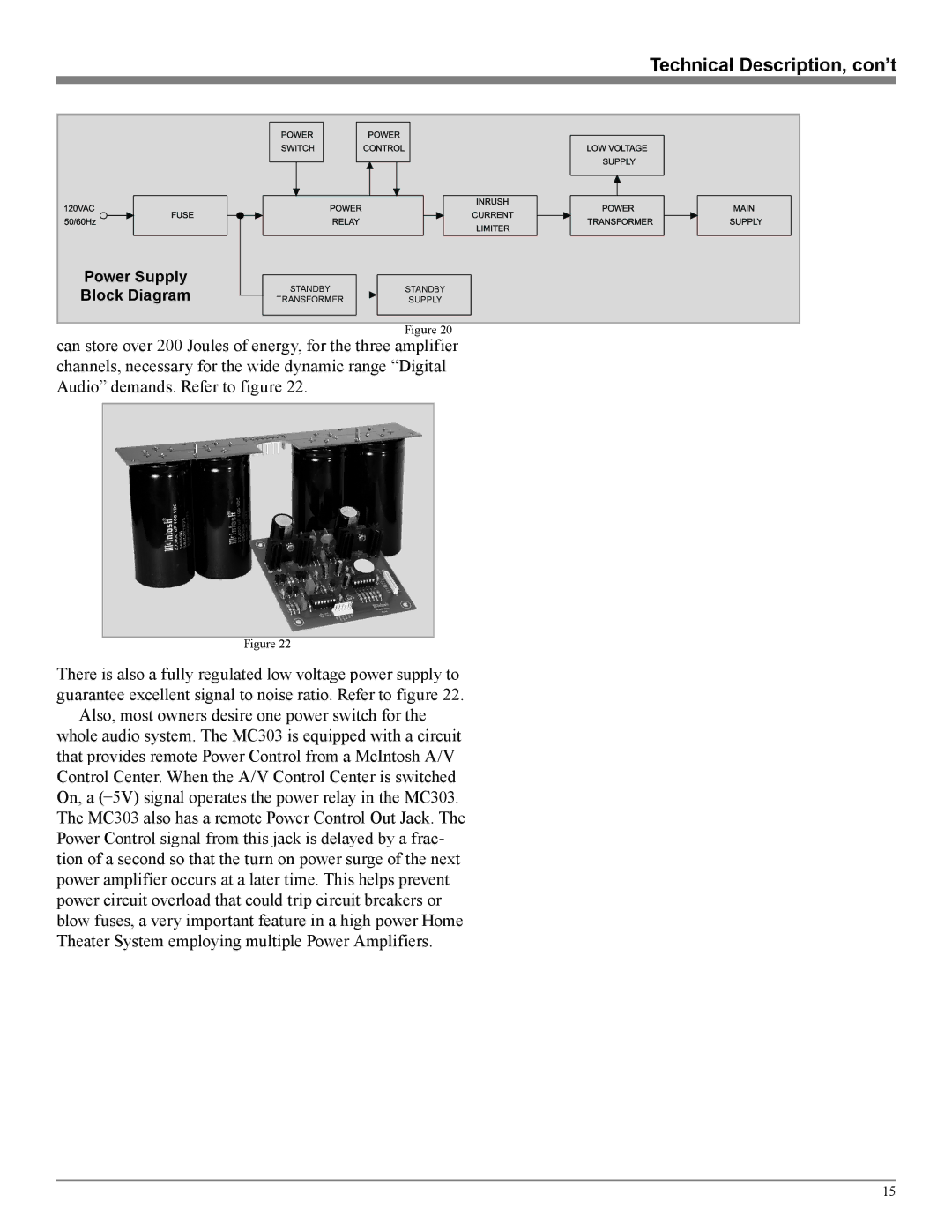 McIntosh MC303 owner manual Technical Description, con’t 