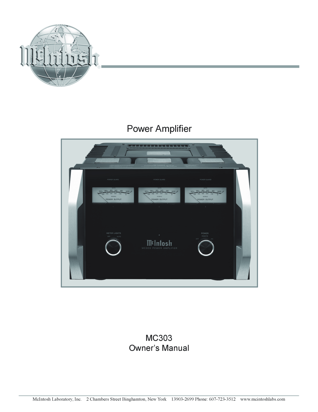 McIntosh MC303 owner manual Power Amplifier 