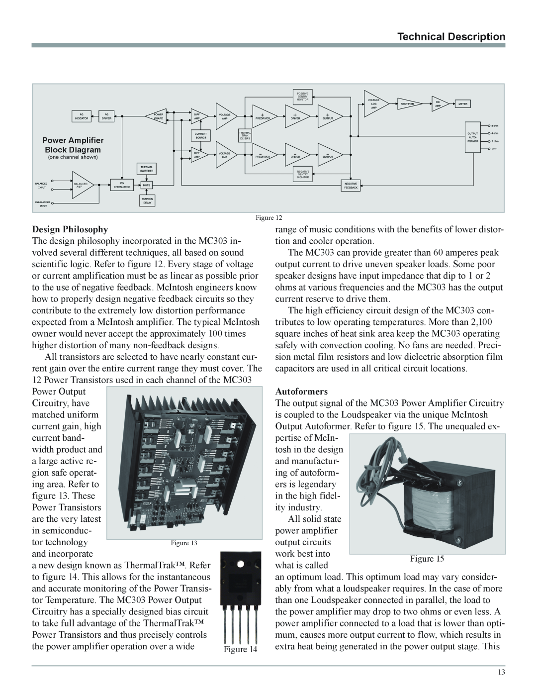 McIntosh MC303 owner manual Technical Description, Design Philosophy, Autoformers 