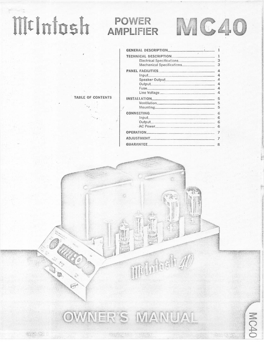 McIntosh MC40 manual 