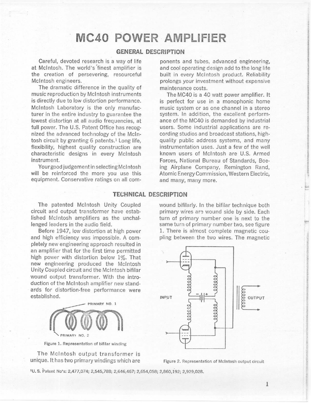 McIntosh MC40 manual 