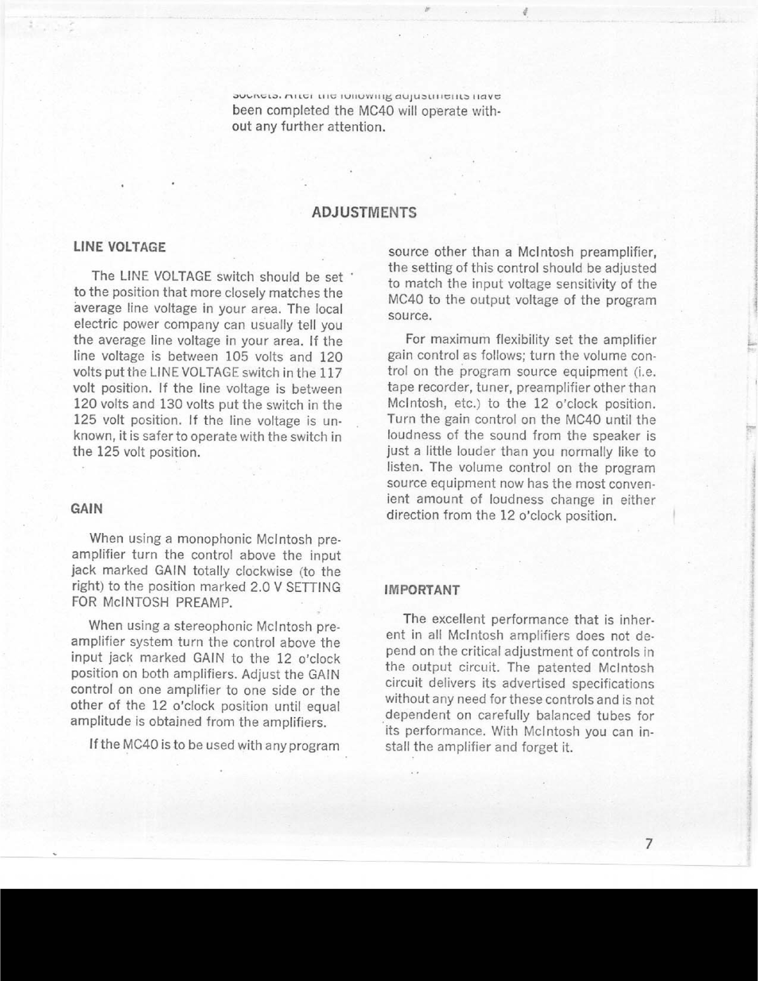 McIntosh MC40 manual 