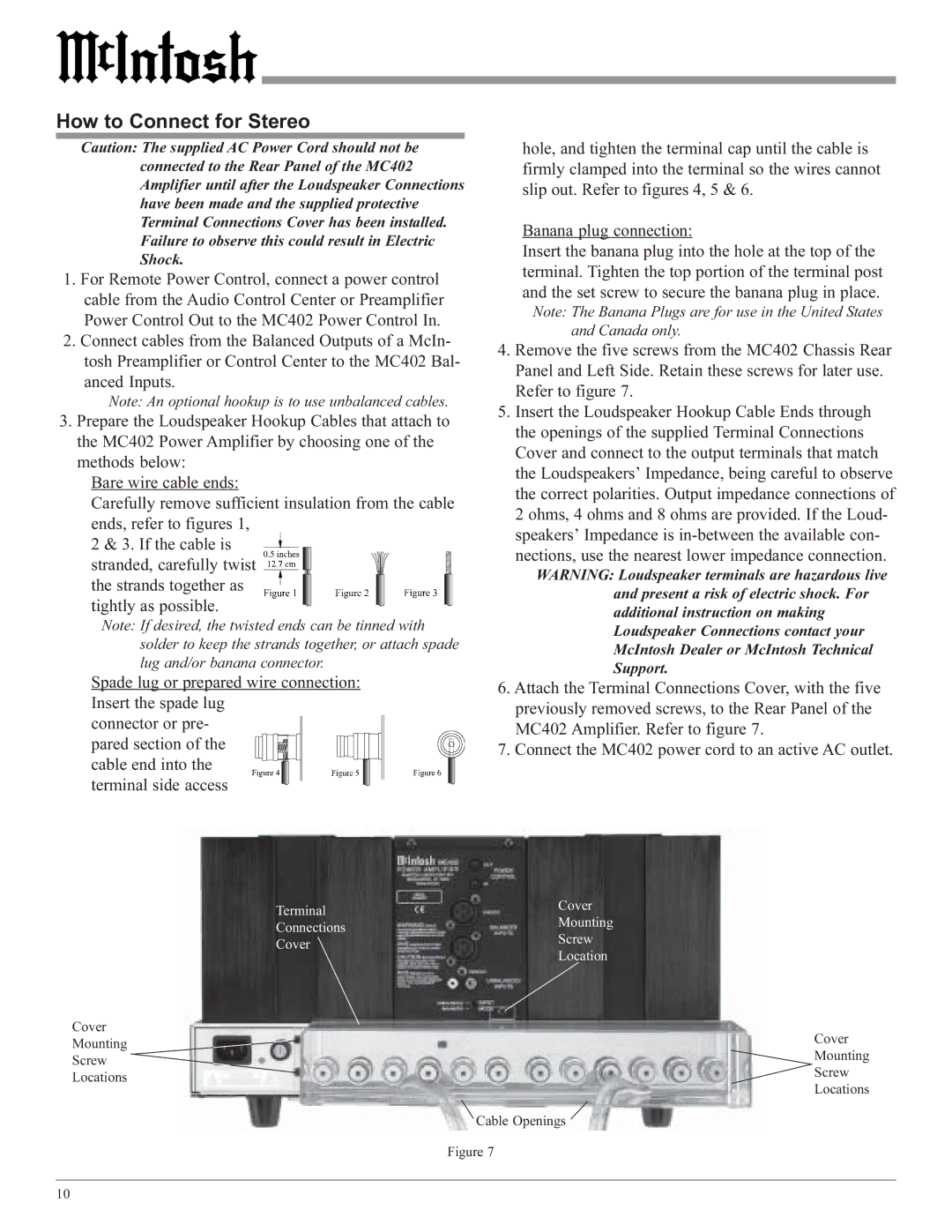 McIntosh MC402 owner manual How to Connect for Stereo 