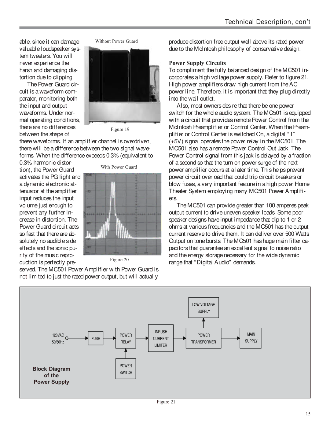 McIntosh MC501 owner manual Technical Description, con’t 