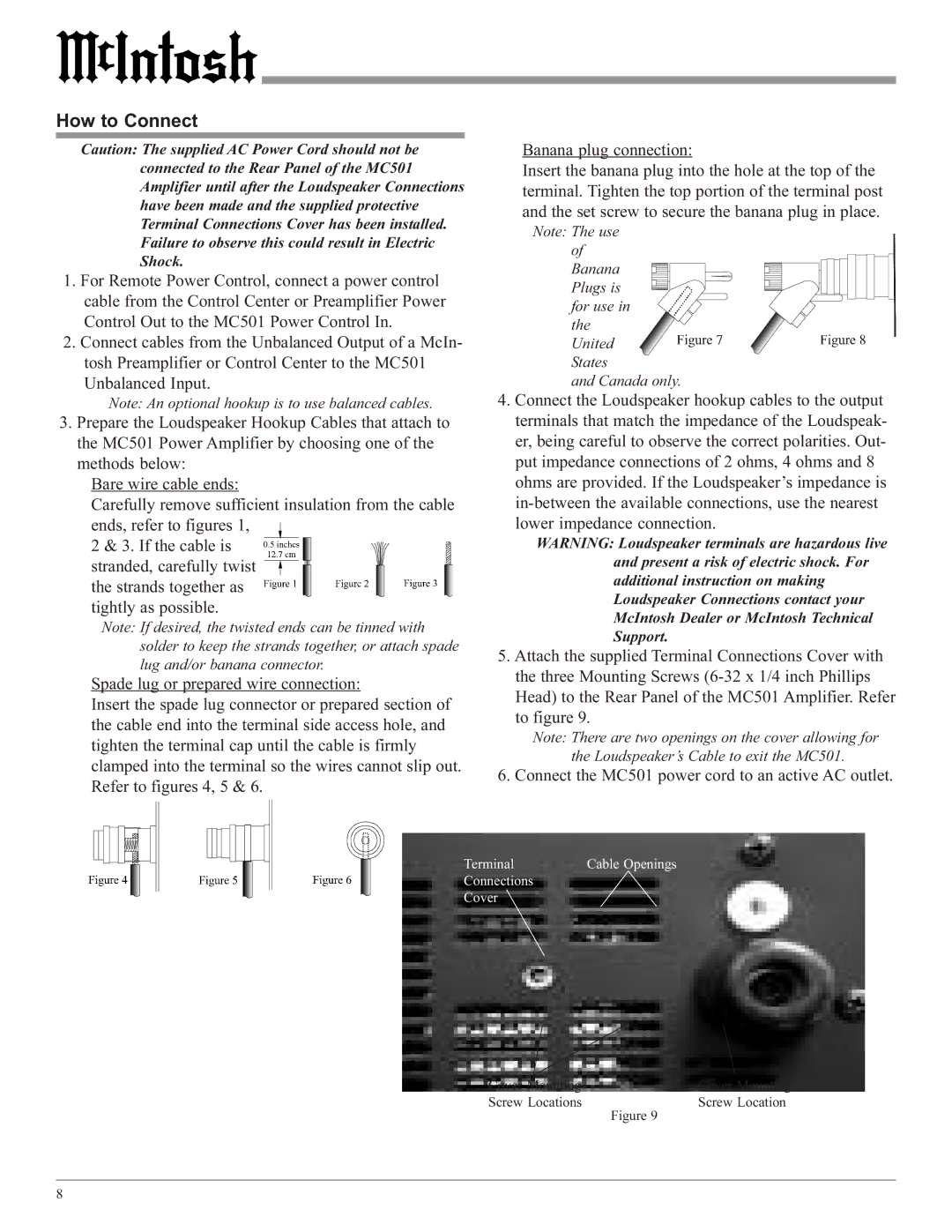 McIntosh MC501 owner manual How to Connect 