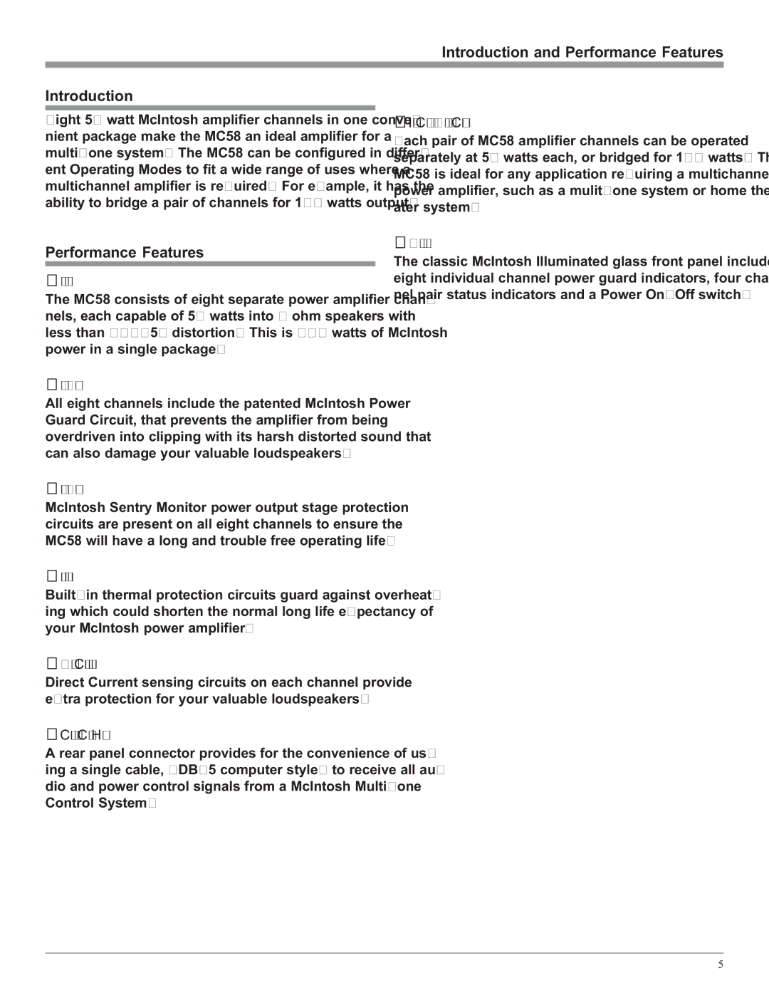 McIntosh MC58 owner manual Introduction and Performance Features 