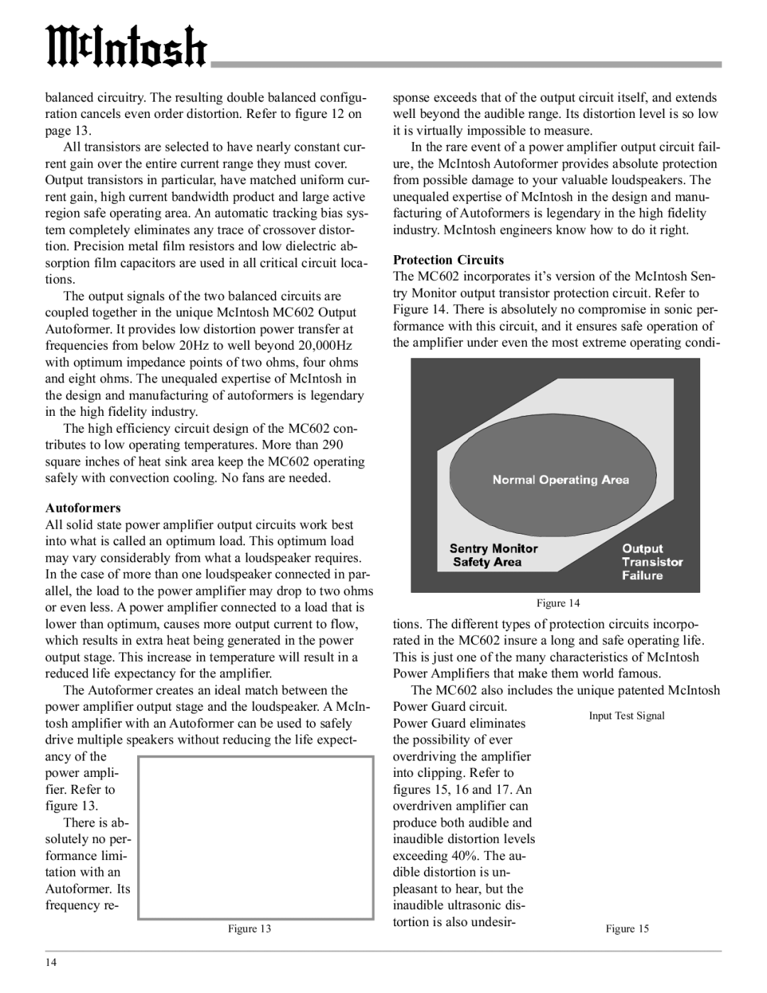McIntosh MC602 manual Autoformers, Protection Circuits 