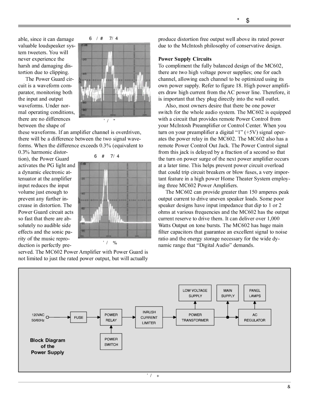 McIntosh MC602 manual Technical Description, con’t, Power Supply Circuits 