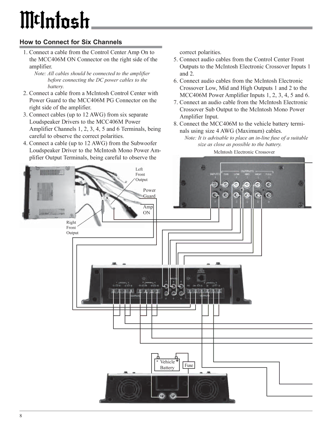 McIntosh MCC406M owner manual How to Connect for Six Channels 