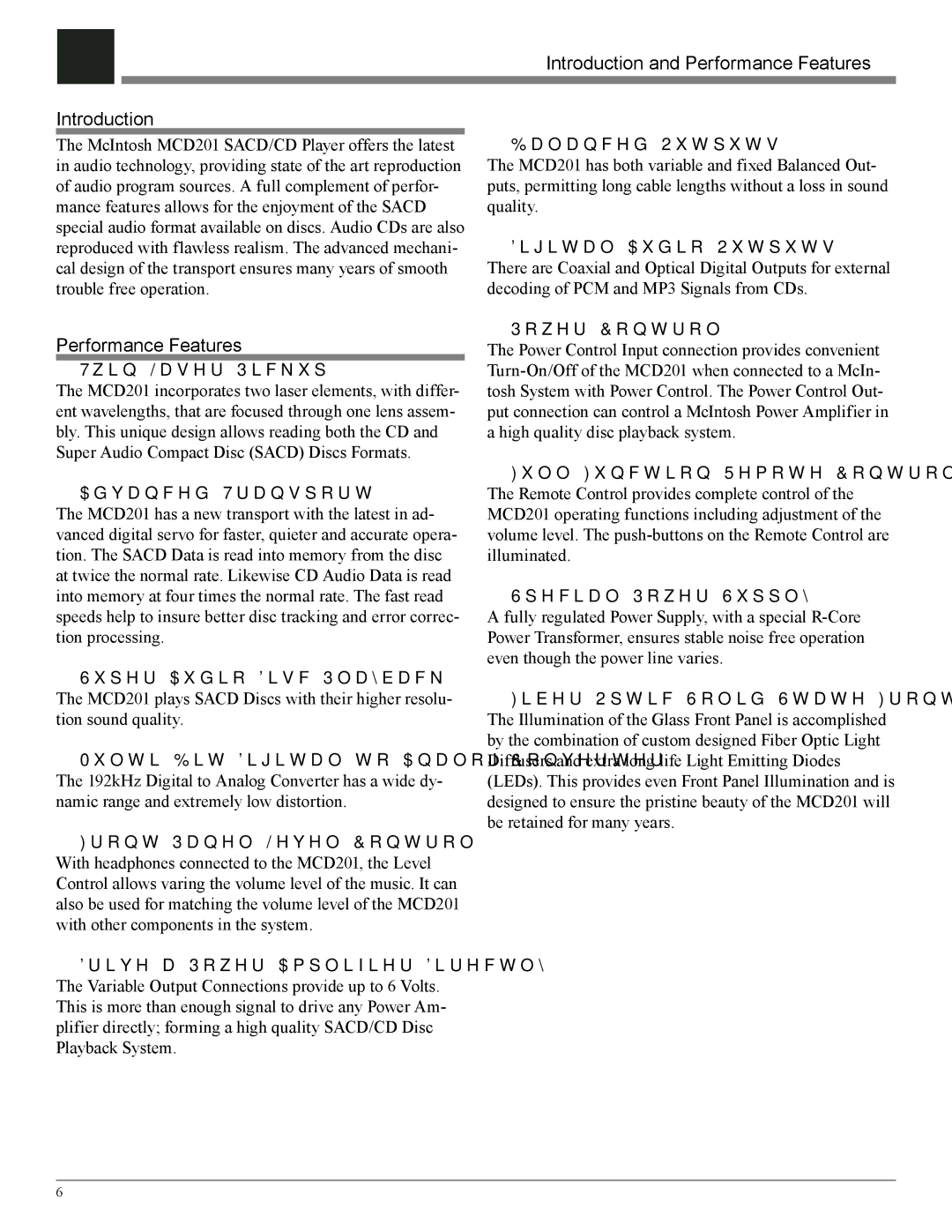 McIntosh MCD201 owner manual Introduction and Performance Features 