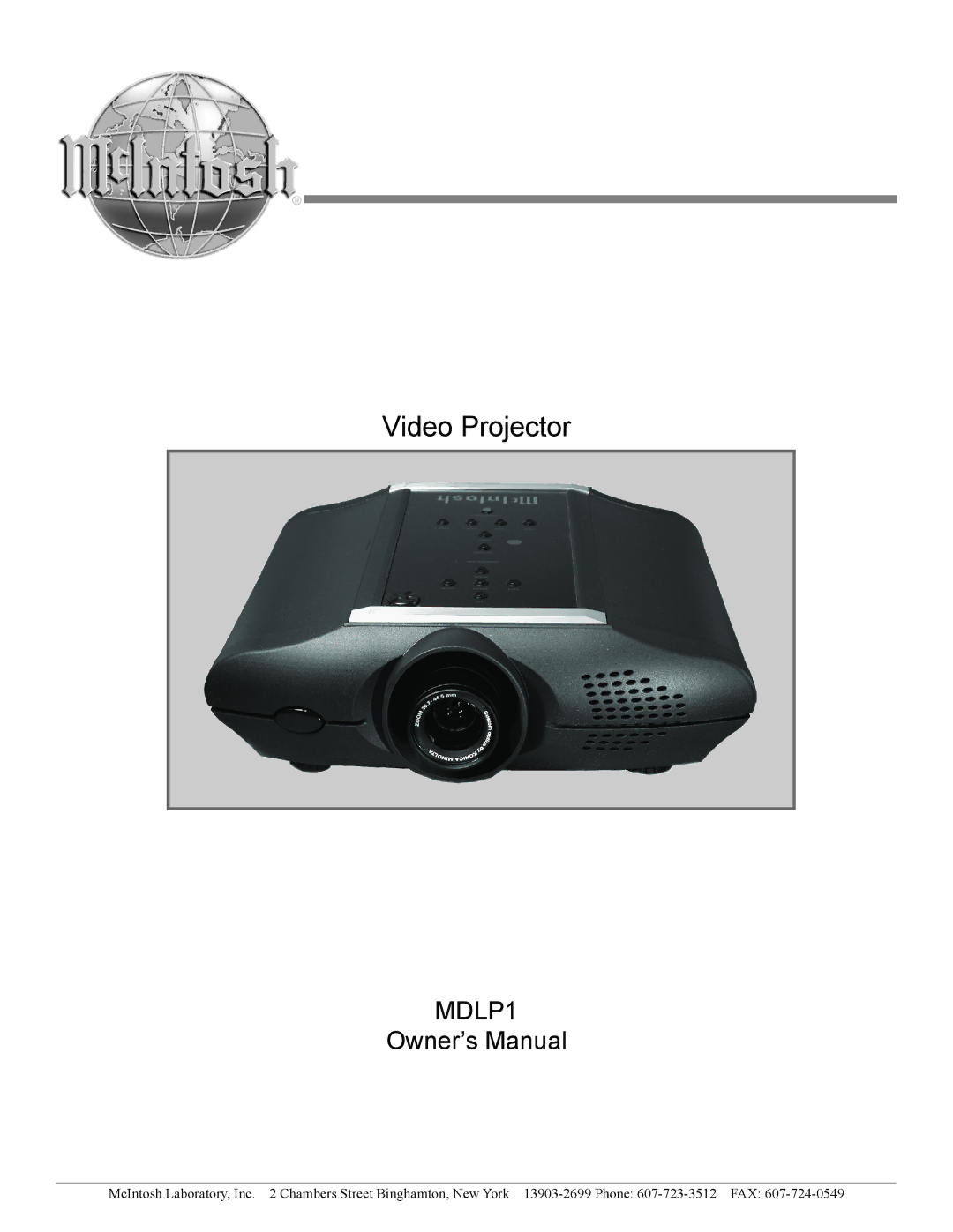 McIntosh MDLP1 owner manual Video Projector 