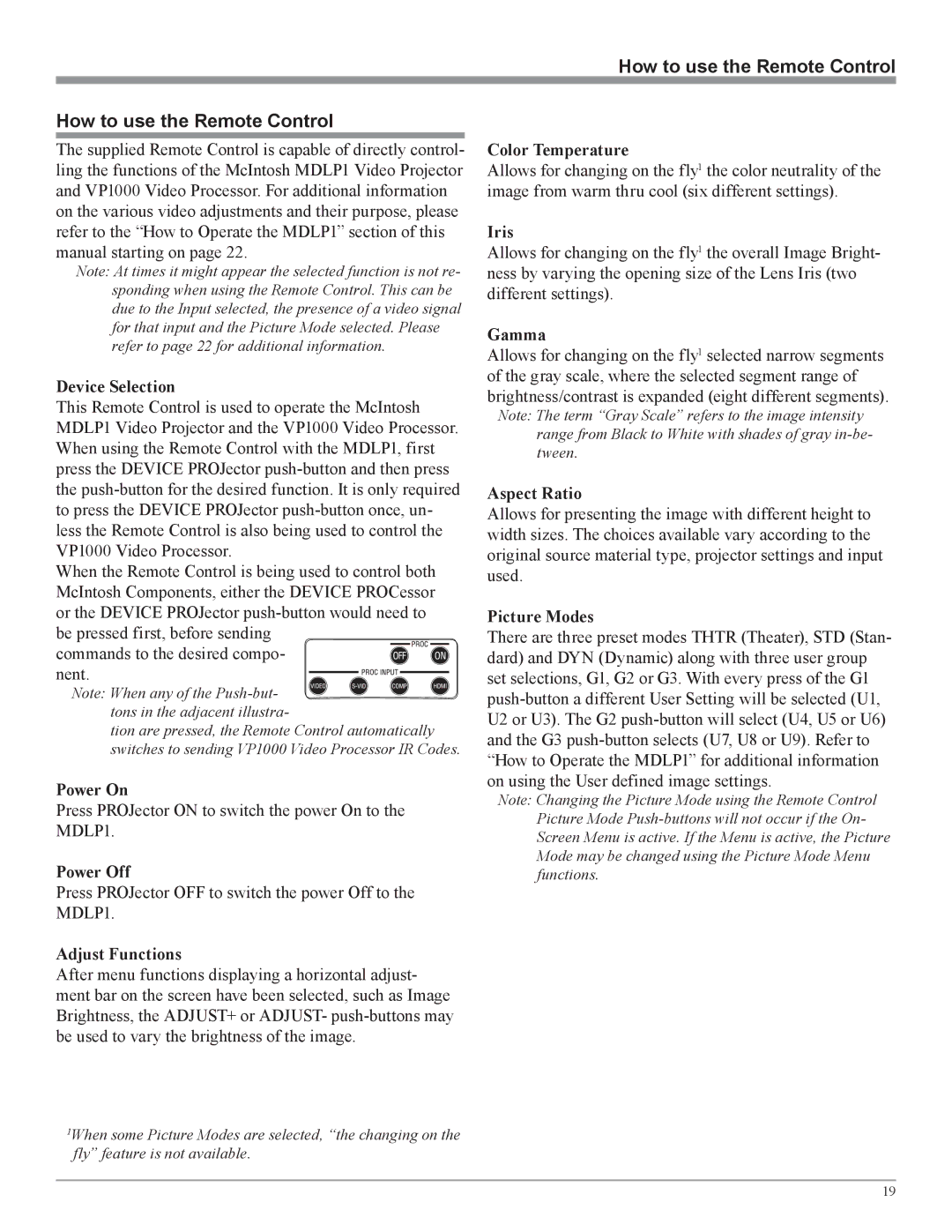 McIntosh MDLP1 owner manual How to use the Remote Control 