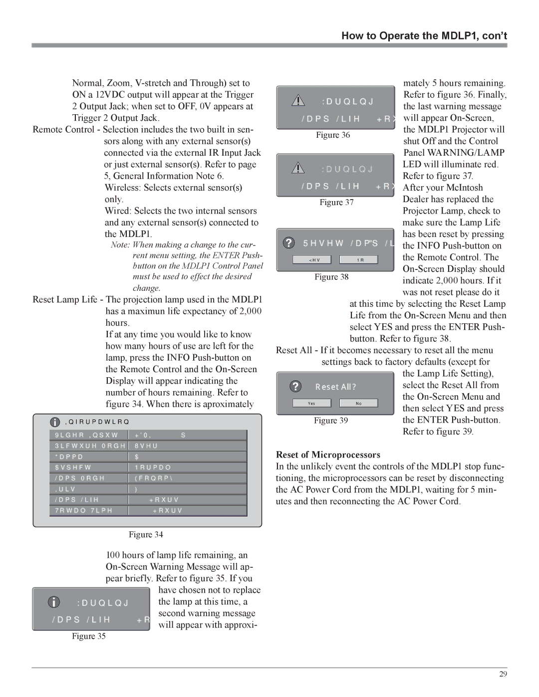 McIntosh MDLP1 owner manual Lamp at this time, a 