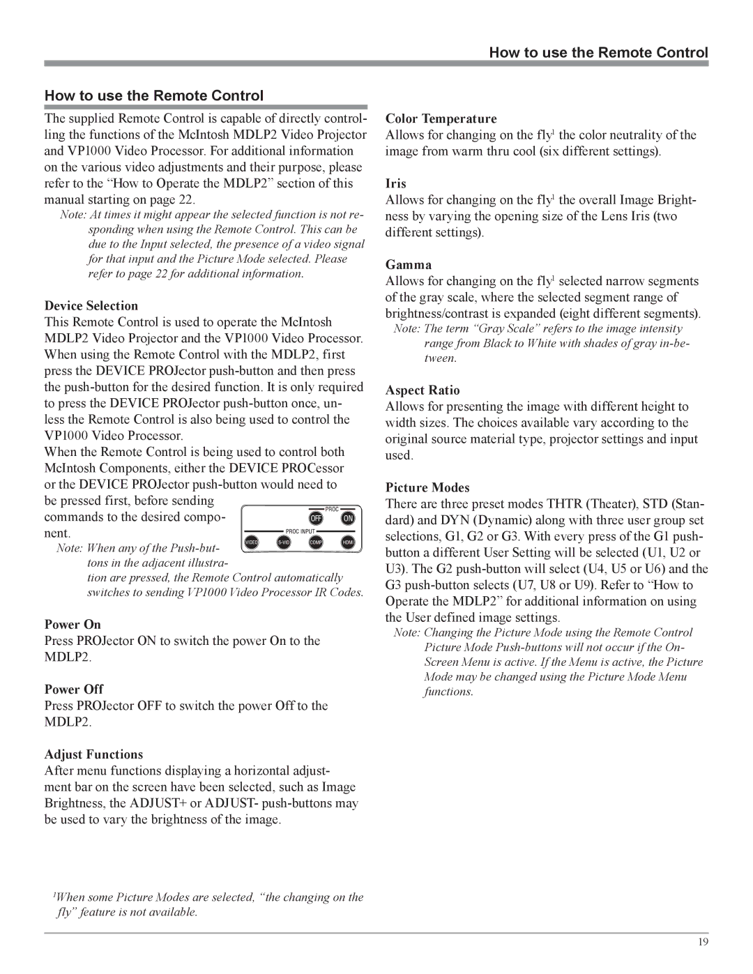 McIntosh MDLP2 owner manual How to use the Remote Control 