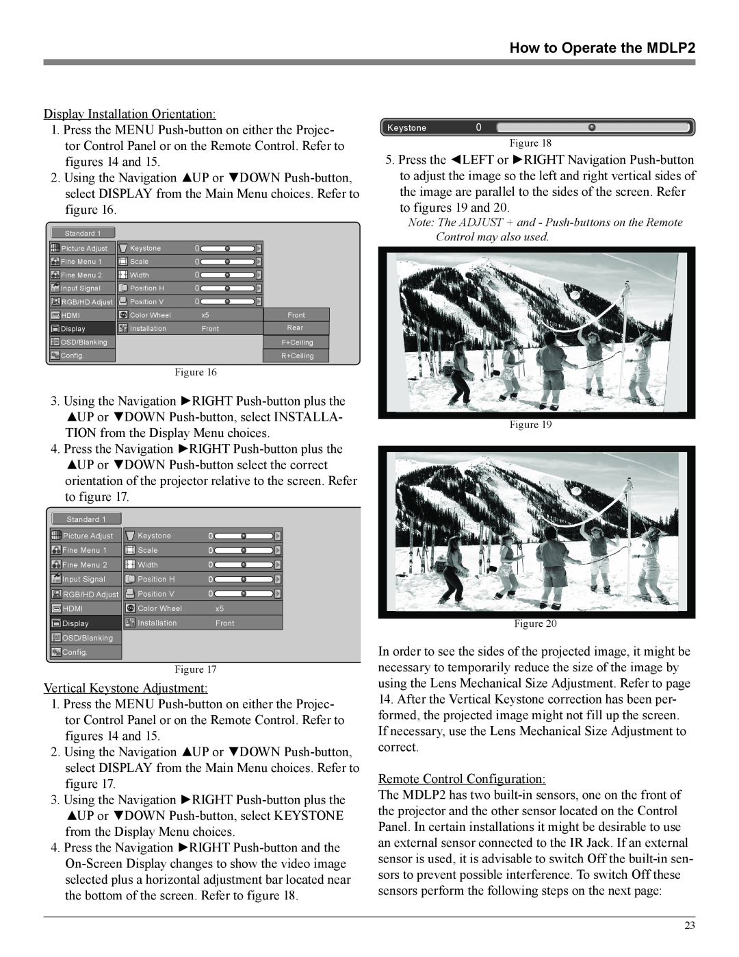 McIntosh owner manual How to Operate the MDLP2, Keystone0, R+Ceiling 