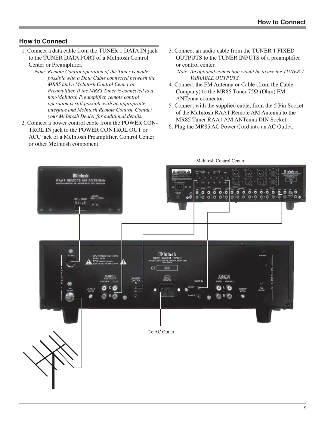 McIntosh MR85 owner manual How to Connect 