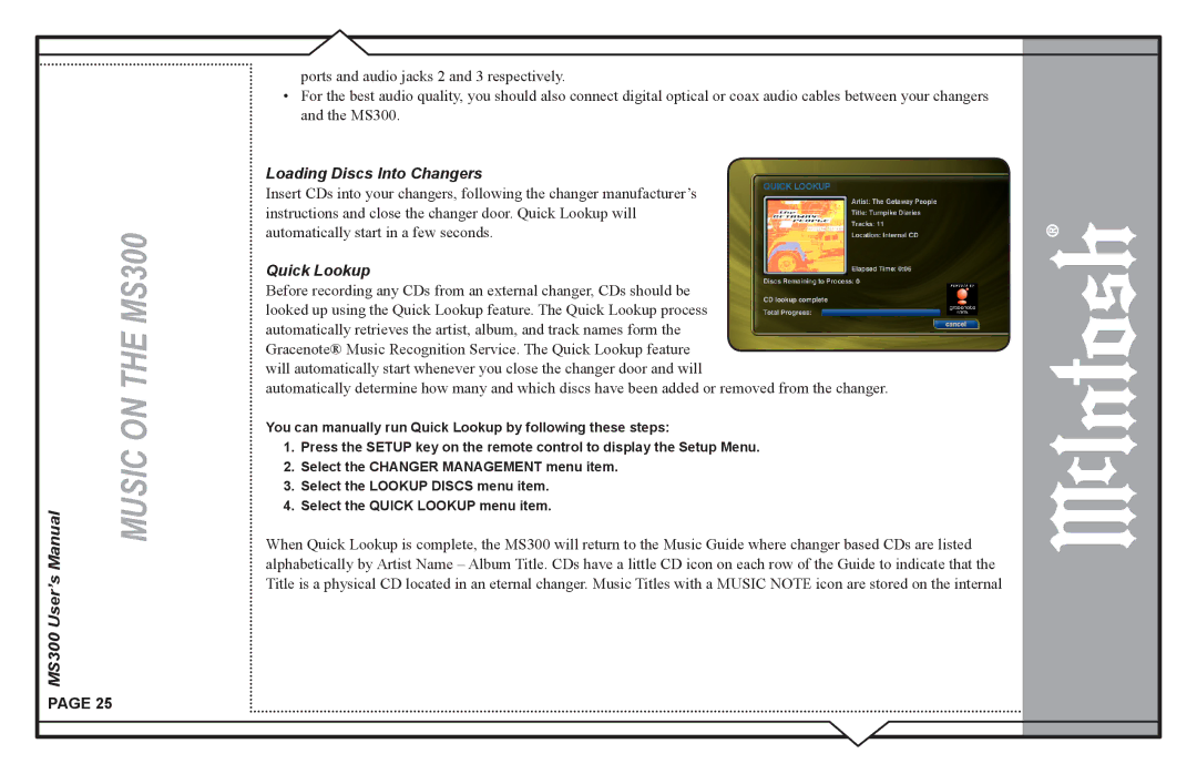 McIntosh MS300 user manual Loading Discs Into Changers 