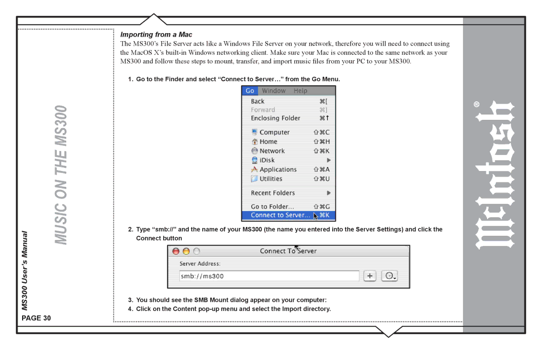 McIntosh user manual MS300 User’s Importing from a Mac 