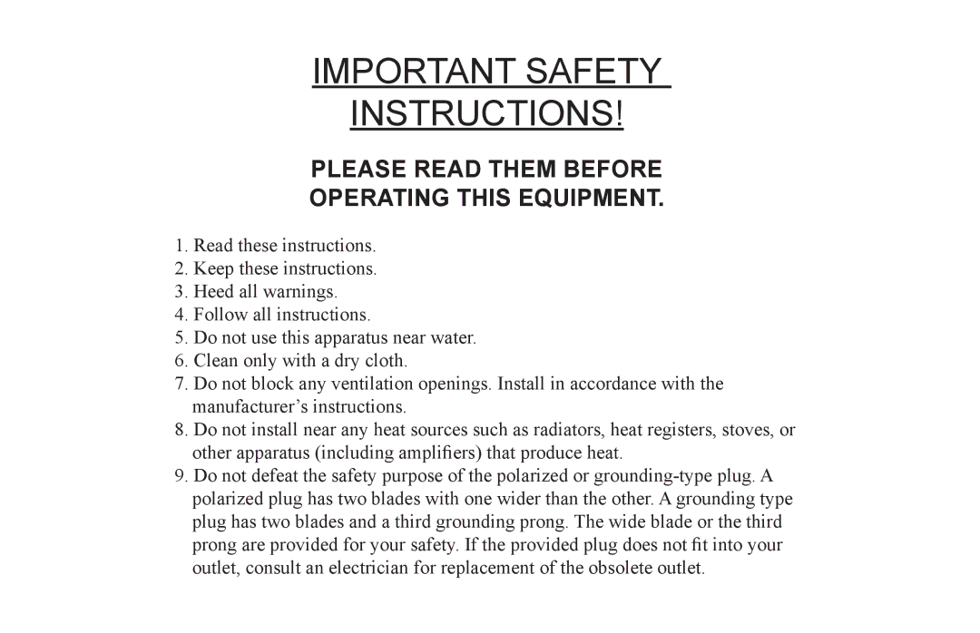 McIntosh MS300 user manual Important Safety Instructions 