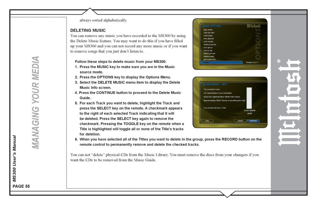 McIntosh MS300 user manual Always sorted alphabetically 