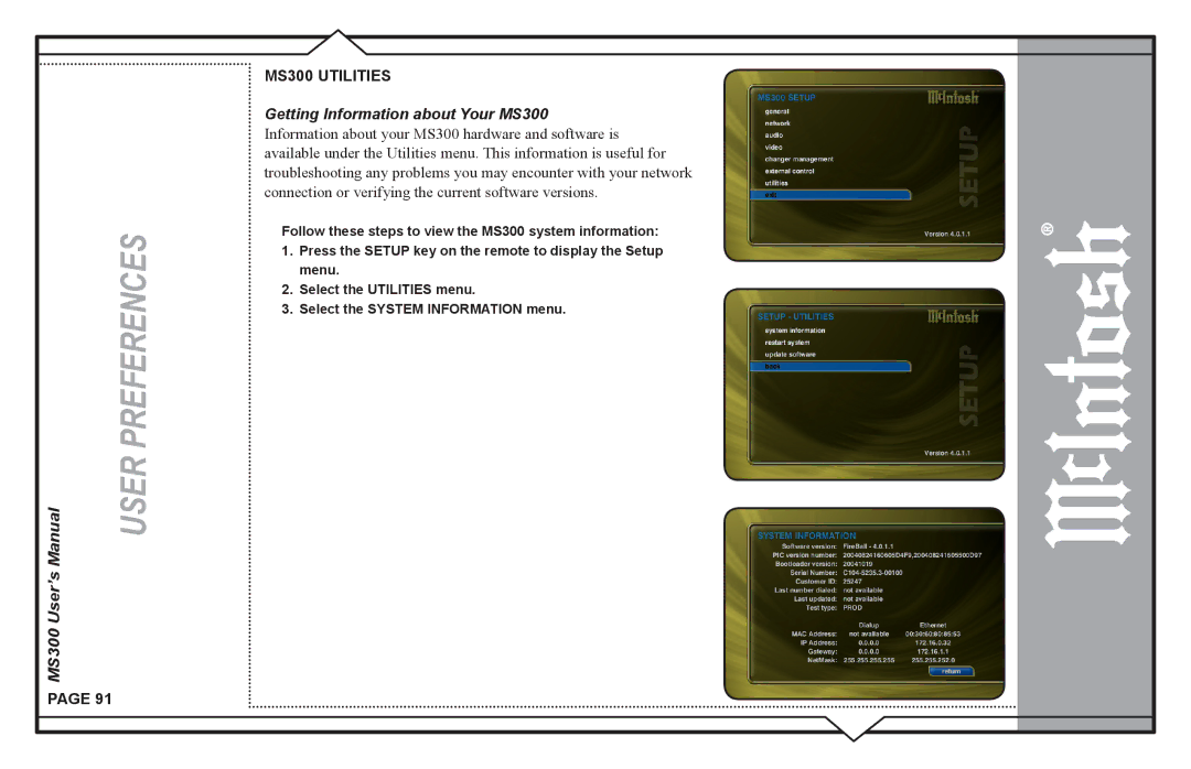 McIntosh user manual MS300 Utilities 