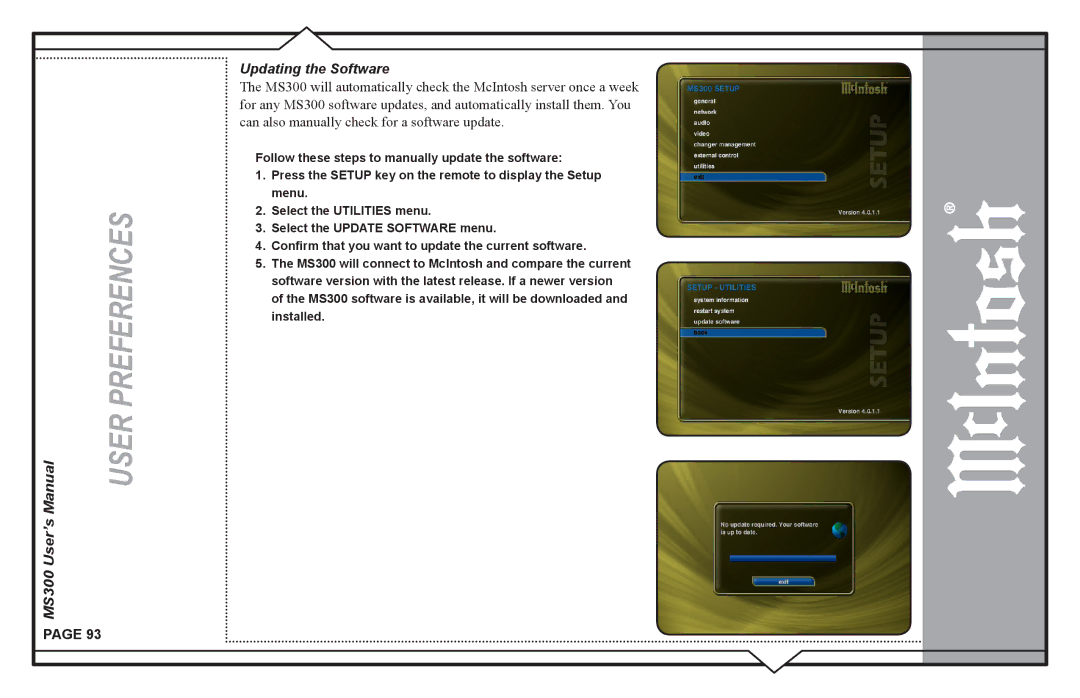 McIntosh user manual MS300 User’s Updating the Software 