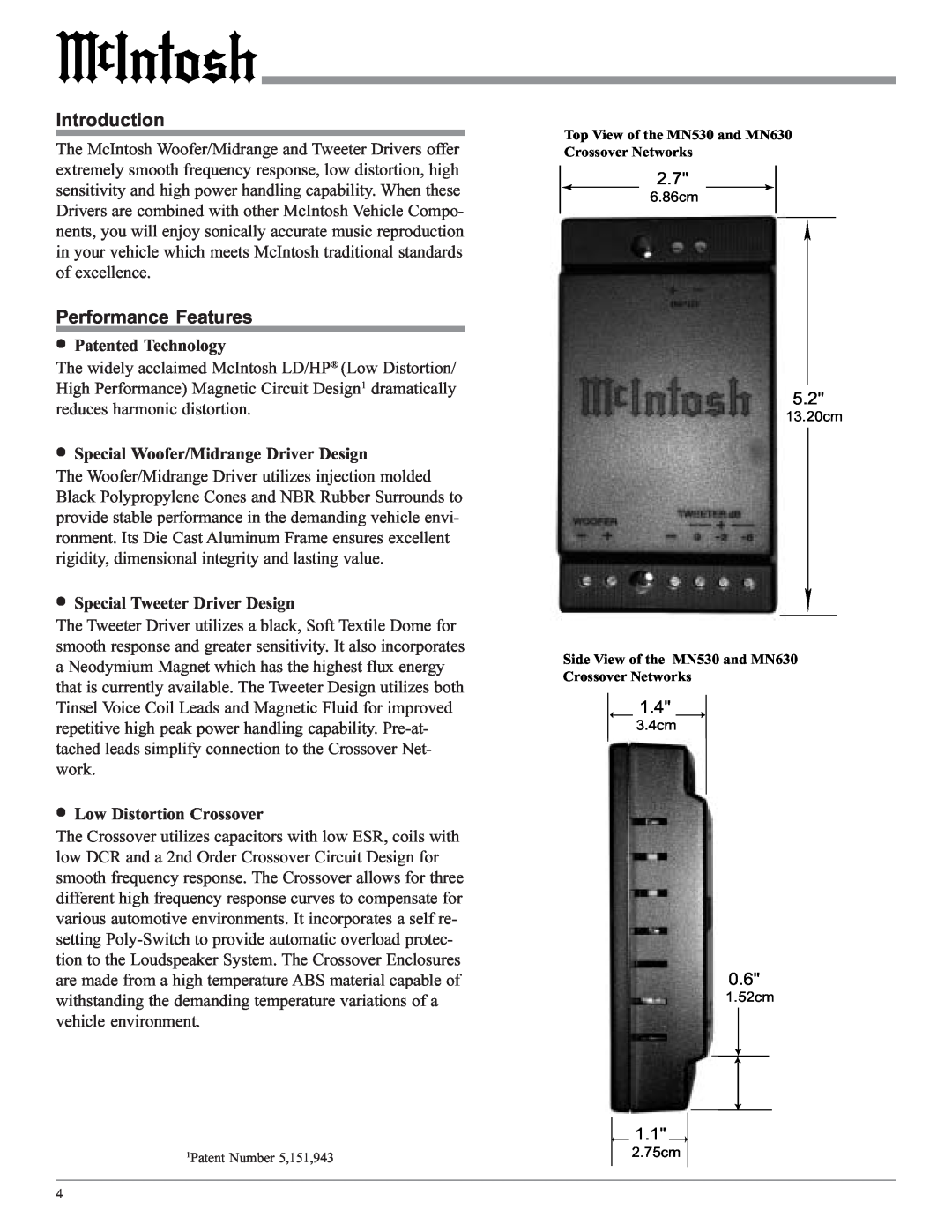 McIntosh MSS630, MSS530 owner manual Introduction, Performance Features 