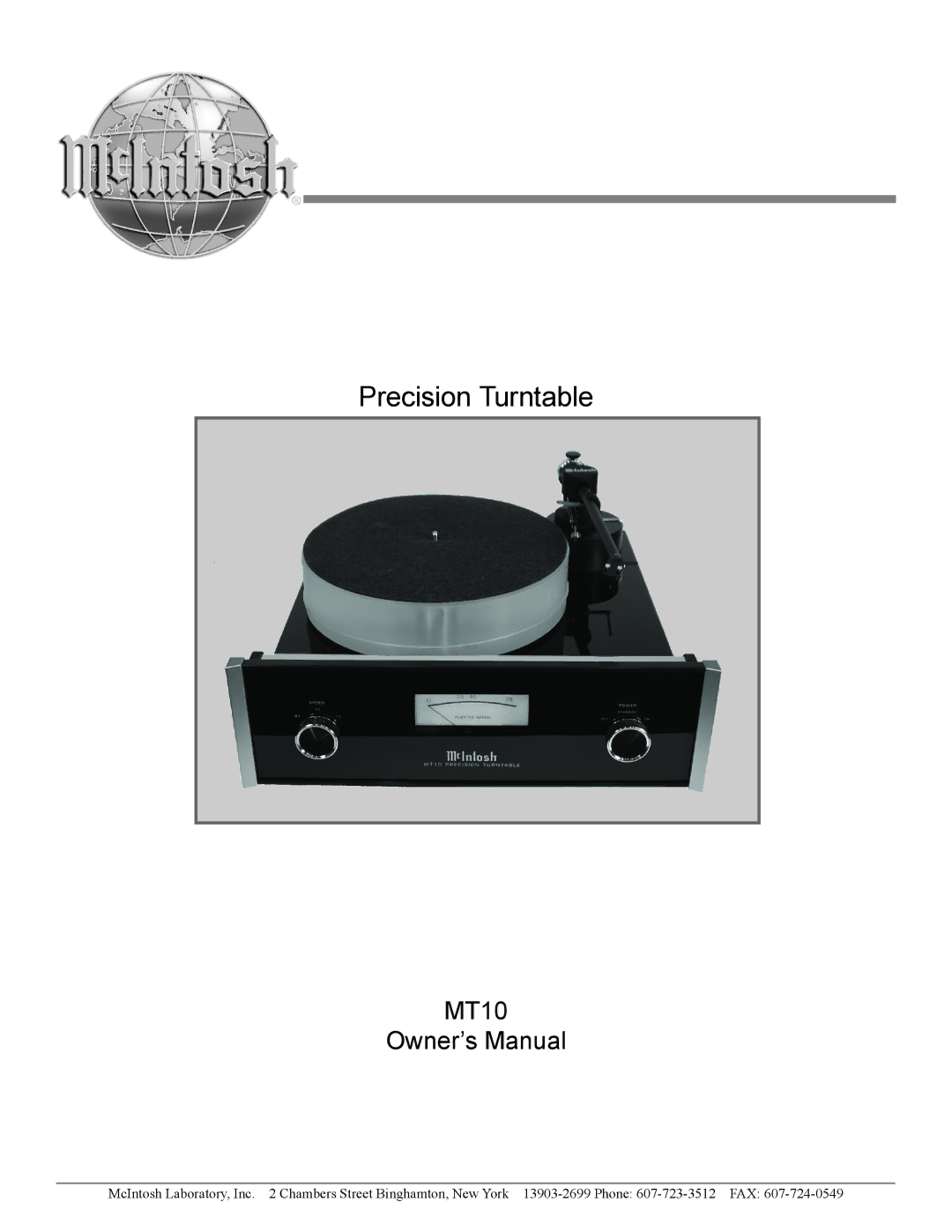 McIntosh MT10 owner manual Precision Turntable 