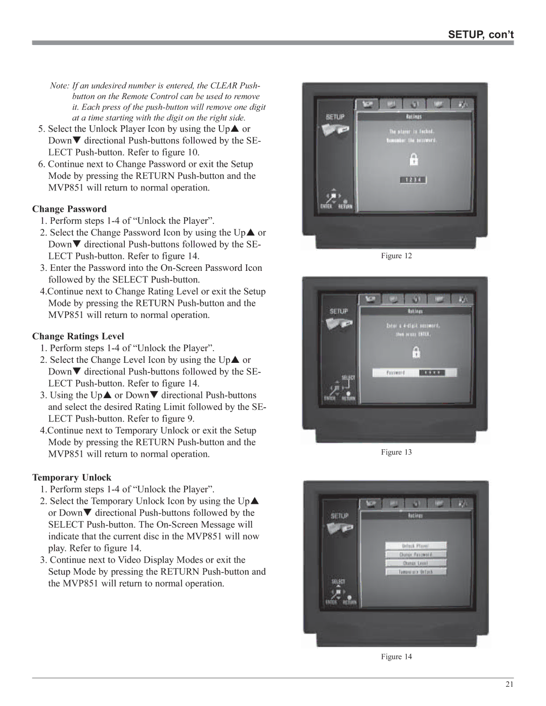 McIntosh MVP851 owner manual SETUP, con’t 